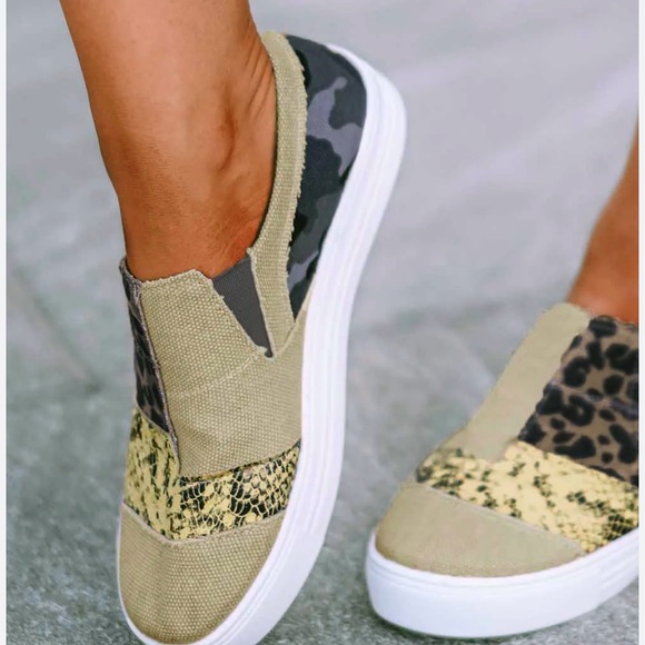 SHEIN Shoes - Women’s Slip-On Sneakers | Camo Leopard Snake Print | EU 39 (US 8–8.5)